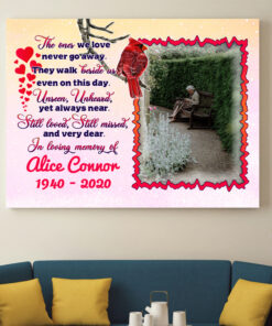 Alternative view of Personalized Photo Memorial The Ones We Love Never Go Away They Walk Beside Us Framed Canvas - Unframed Poster