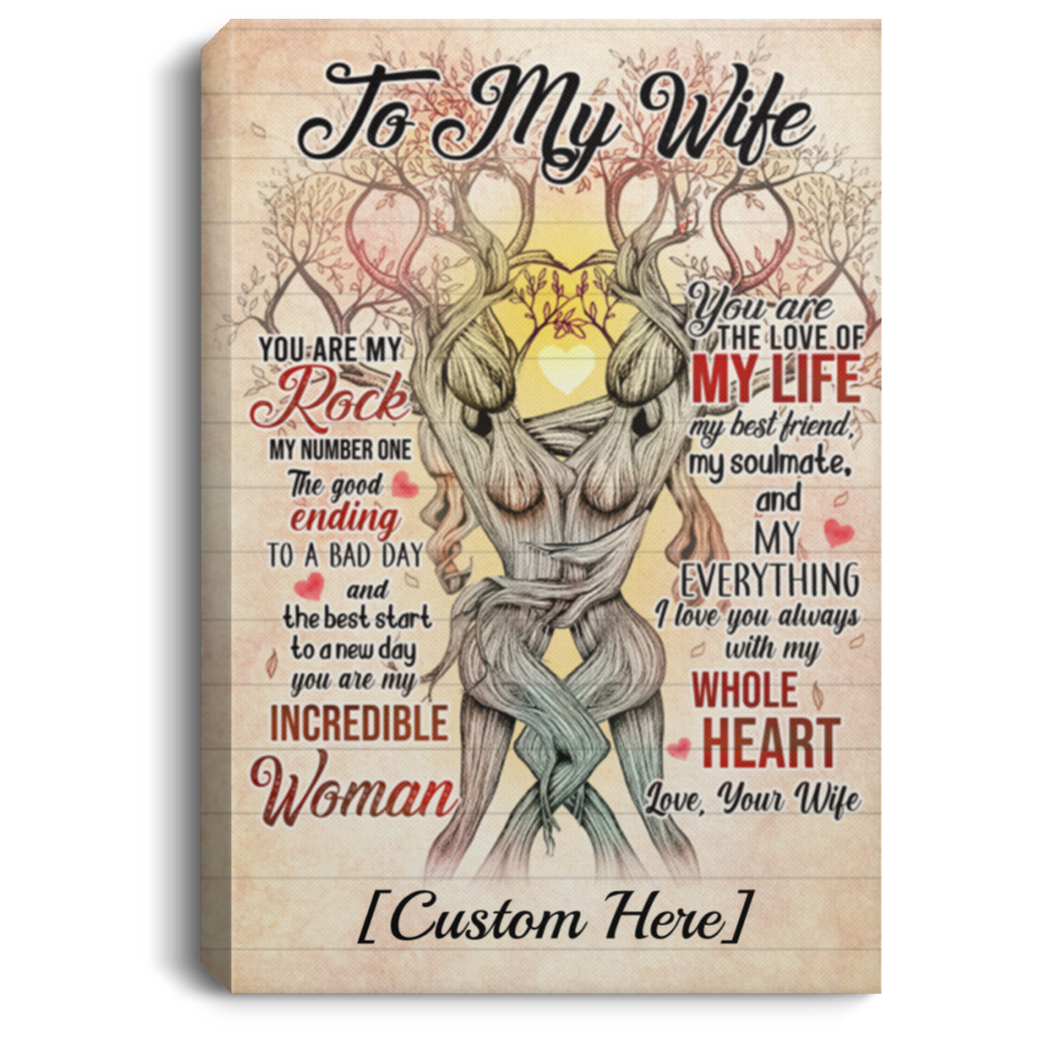 Personalized Lesbian To My Wife You Are My Rock My Number One Framed Canvas Prints - Couple LGBT Unframed Poster, White, 0.75'' Framed Canvas