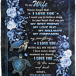 Turtle To My Wife Never Forget That Blanket, White, Cozy Plush Fleece Blanket - 50x60 Turtle To My Wife Never Forget That Blanket, White, Cozy Plush Fleece Blanket - 50x60