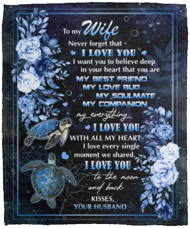 Turtle To My Wife Never Forget That Blanket, White, Cozy Plush Fleece Blanket - 50x60 Turtle To My Wife Never Forget That Blanket, White, Cozy Plush Fleece Blanket - 50x60
