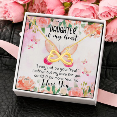 To My Daughter I Love You My Love for You Is Real Mother Daughter Gifts Infinity Heart Pendant Necklace