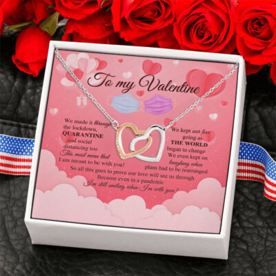 To My Valentine We Made It Our Love Will See Us Through Valentines Ideas for Her Interlocking Heart Necklace
