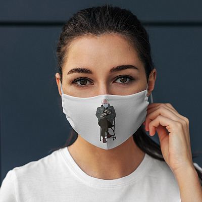 Alternative view of The Man the Myth the Mittens - Bernie Sanders Meme Washable Reusable Custom Printed Cloth Face Mask Cover