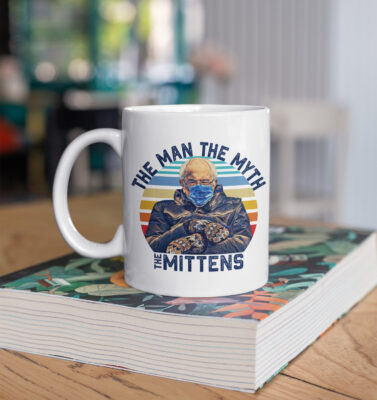 Alternative view of The Man The Myth The Mittens Bernie Retro Ceramic Coffee Mug - Beer Stein - Water Bottle - Color Changing Mug