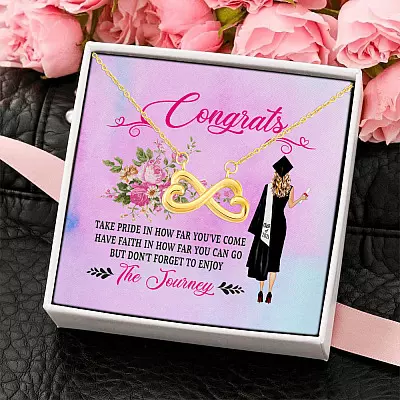 Take Pride in Yourself How Far You Have Come How Far You Can Go Graduation Gifts Infinity Heart Necklace