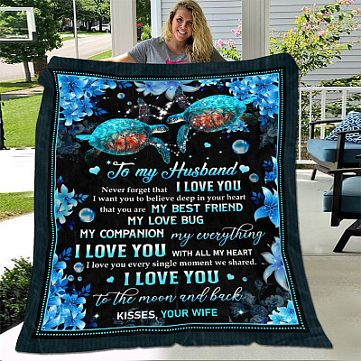 Alternative view of Turtle To My Husband Never Forget That I Love You I Want You To Believe Deep In Your Heart Fleece Blanket