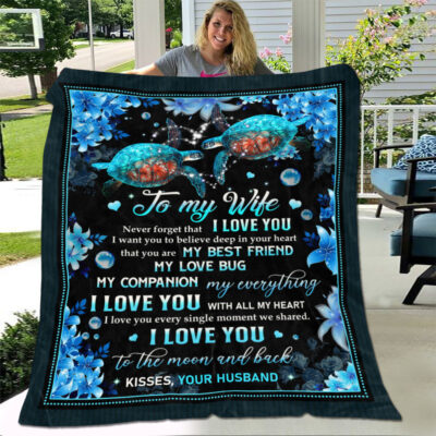 Alternative view of Turtle To My Wife Never Forget That I Love You I Want You To Believe Deep In Your Heart Fleece Blanket