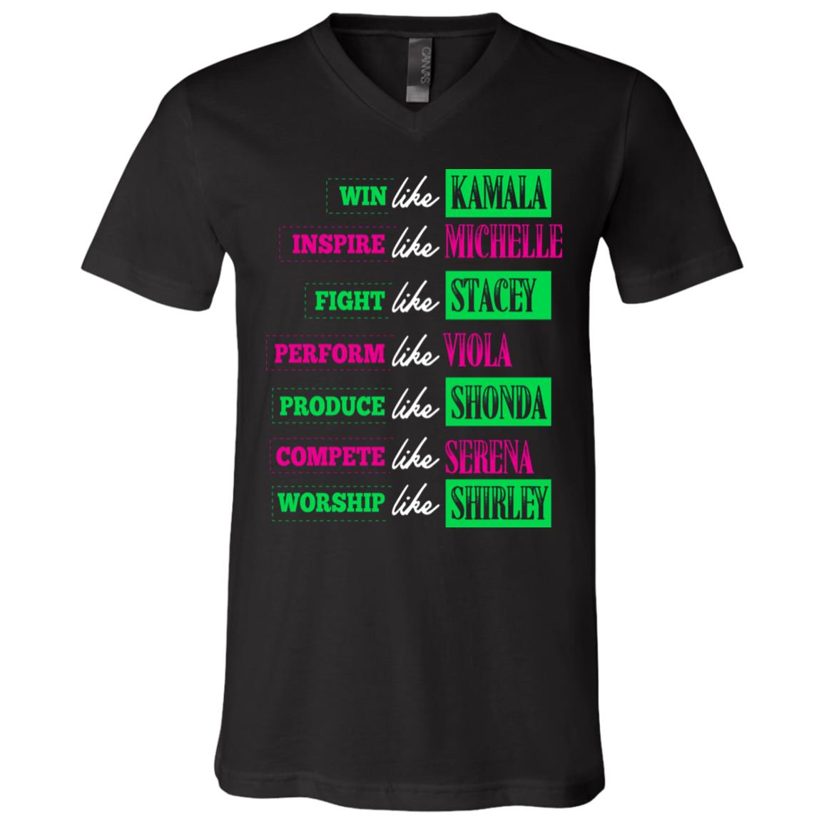 Kamala Harris Aka T-Shirt - V Neck, Black, V-Neck T-Shirt