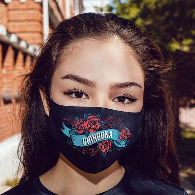 Alternative view of Chingona Washable Reusable Custom Printed Cloth Face Mask Cover - Badass Women Face Mask