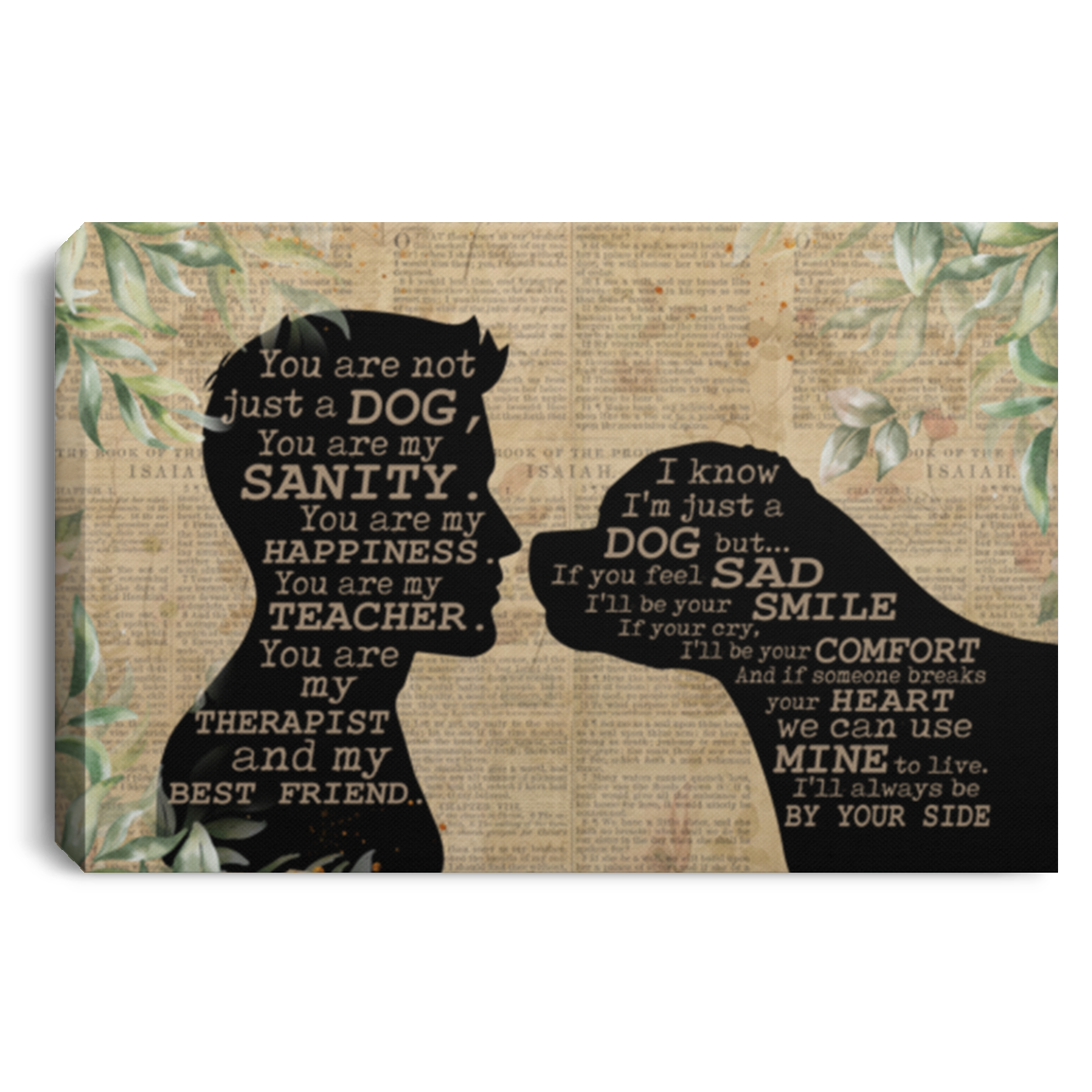 Rottweiler And Boy You Are Not Just A Dog You Are My Sanity Wrapped Framed Canvas Prints - Unframed Poster, White, 0.75'' Framed Canvas
