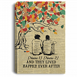 Personalized Gay Couple And They Lived Happily Ever After Framed Canvas Prints - LGBT Unframed Poster, White, 0.75'' Framed Canvas