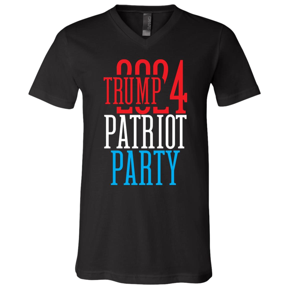Trump 2024 Patriot Party T-Shirt, Black, V-Neck T-Shirt