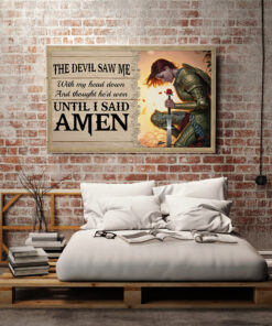 Alternative view of The Devil Saw Me With My Head Down And Thought He'd Won Until I Said Amen Framed Canvas Prints - Unframed Poster