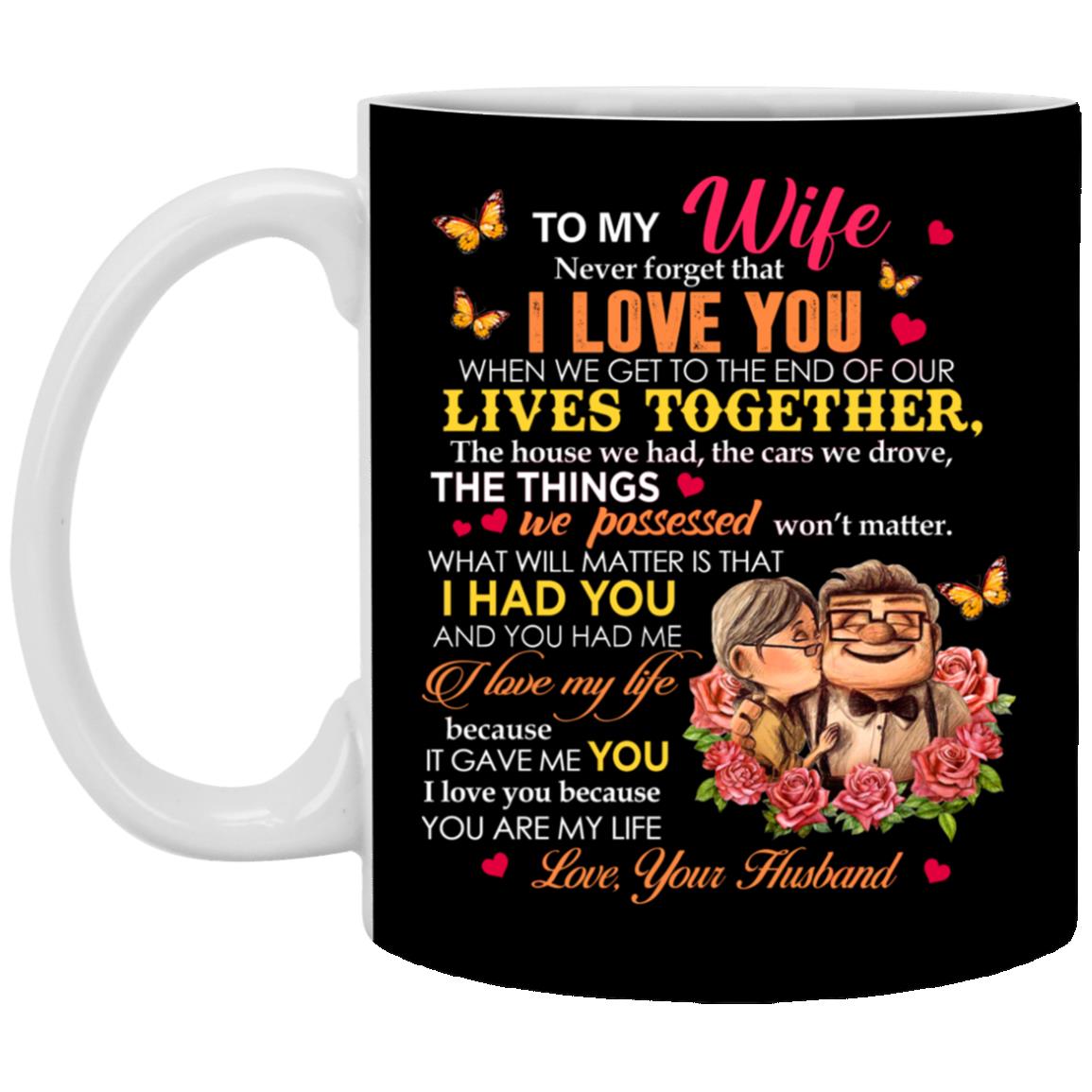To My Wife Never Forget, Black, 11 oz. White Mug