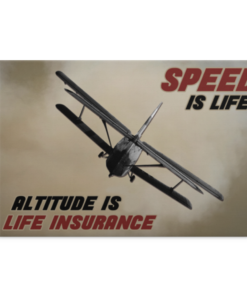 Speed Is Life Altitude Is Life Insurance Aircraft Vintage Framed Canvas Prints - Unframed Poster, White, 0.75'' Framed Canvas