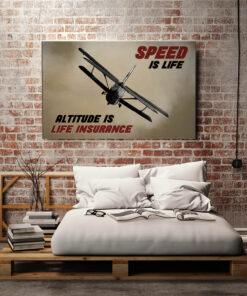 Alternative view of Speed Is Life Altitude Is Life Insurance Aircraft Vintage Framed Canvas Prints - Unframed Poster