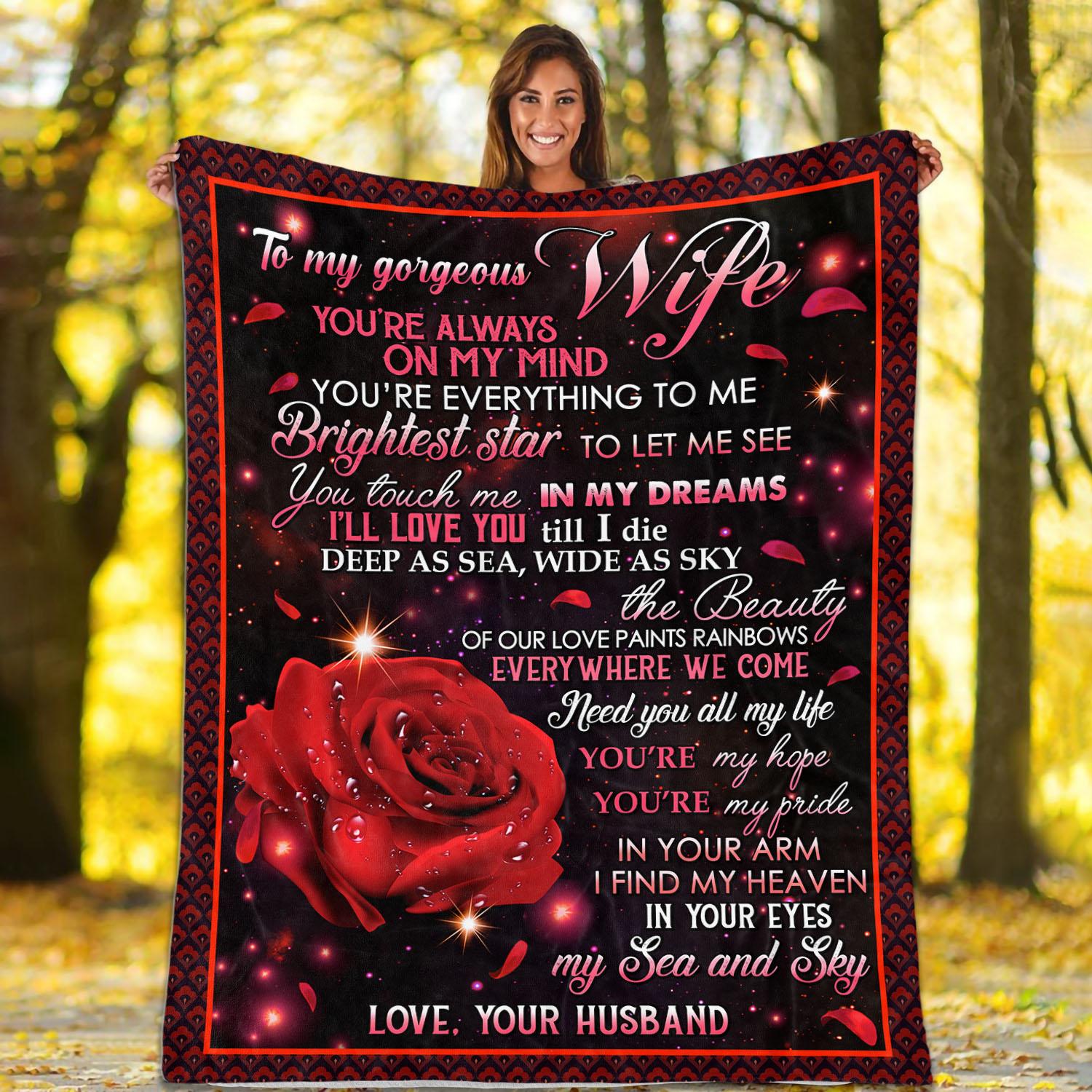 1VT. To My Gorgeous Wife Rose blanket mockup