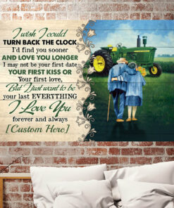 Alternative view of Personalized I Wish I Could Turn Back The Clock Tractor Couple Wrapped Framed Canvas Prints - Unframed Poster
