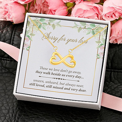 Those We Love Don't Go Away They Walk Beside Us Everyday Infinity Heart Pendant Necklace