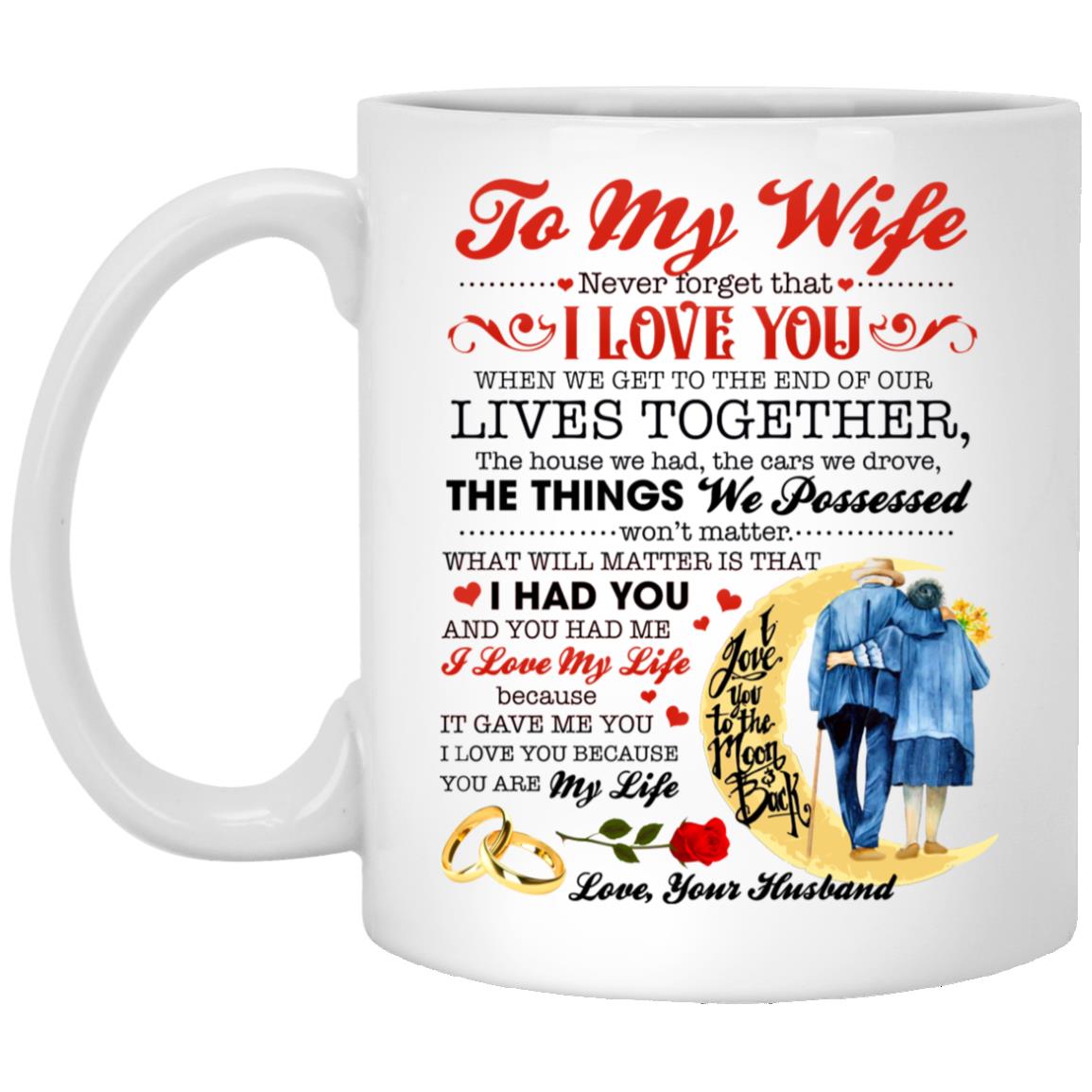To My Wife Never Forget That I Love, White, 11 oz. White Mug