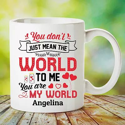 Alternative view of Personalized You Are My World Coffee Mug - Beer Stein - Water Bottle - Color Changing Mug