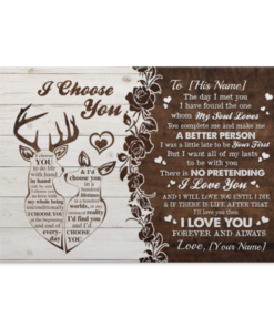 Personalized Couple Deer I Choose You Gallery Wrapped Framed Canvas Prints - Unframed Poster - Home Decor, White, 0.75'' Framed Canvas