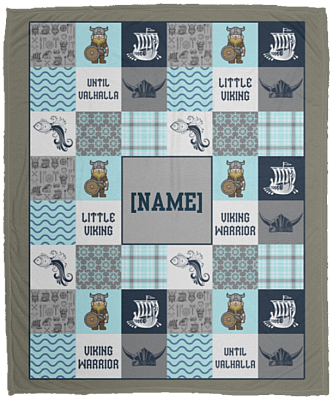 Personalized Little Vik-ing Mink Blanket - Norse Sea Woven Blanket, White, Cozy Plush Fleece Blanket - 50x60