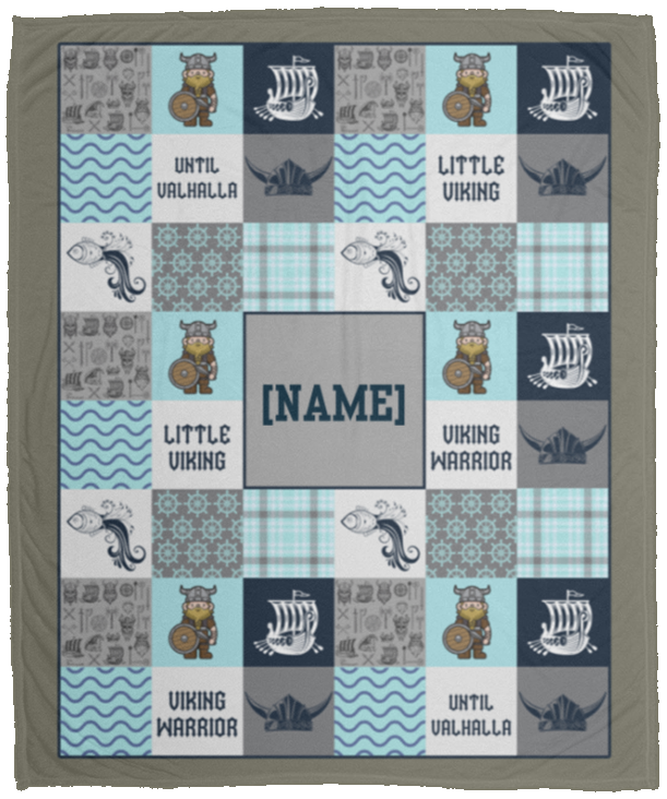 Personalized Little Vik-ing Mink Blanket - Norse Sea Woven Blanket, White, Cozy Plush Fleece Blanket - 50x60