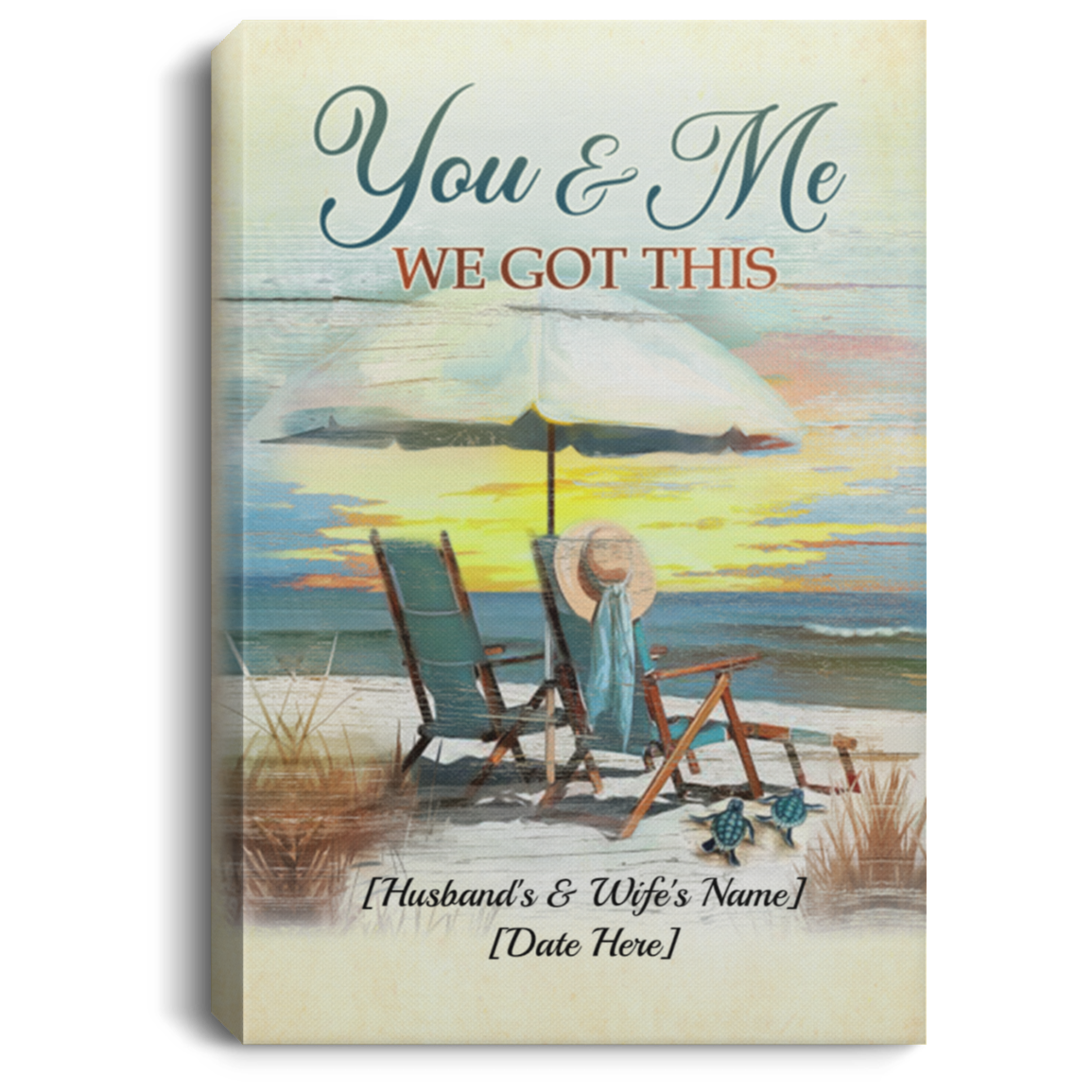 Personalized You And Me We Got This Beach Sunset Gallery Wrapped Framed Canvas Prints - Unframed Poster, White, 0.75'' Framed Canvas