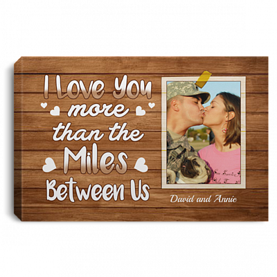 Personalized Photo More Than The Miles Between Us Gallery Wrapped Framed Canvas Prints - Unframed Poster, White, 0.75'' Framed Canvas