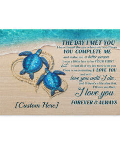Personalized Turtle Couple The Day I Met You I Have Found The One Whom My Soul Loves Canvas Prints - Unframed Poster, White, 0.75'' Framed Canvas