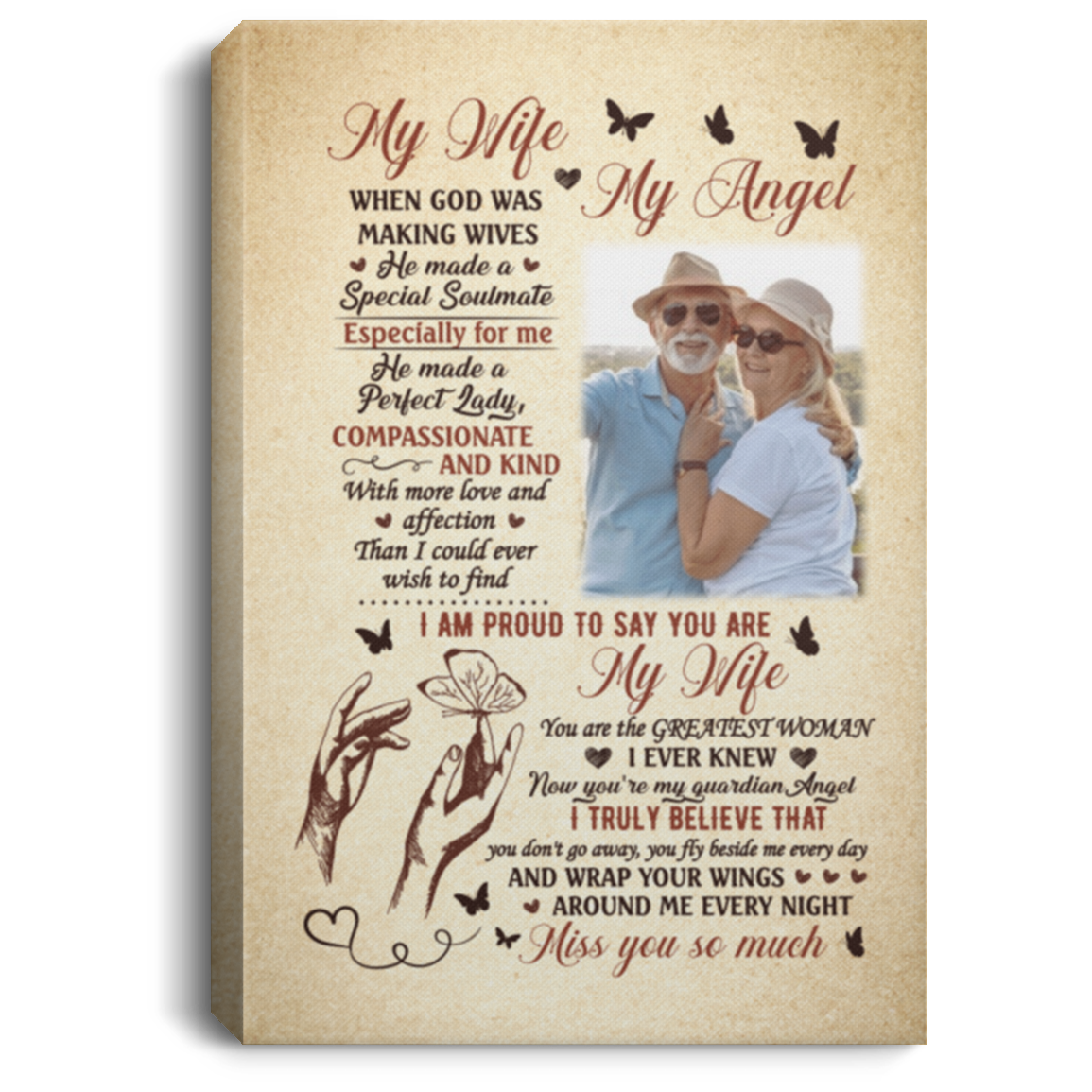 Personalized Photo My Husband My Angel when God Was Making Husbands Framed Canvas - Unframed Poster, White, 0.75'' Framed Canvas