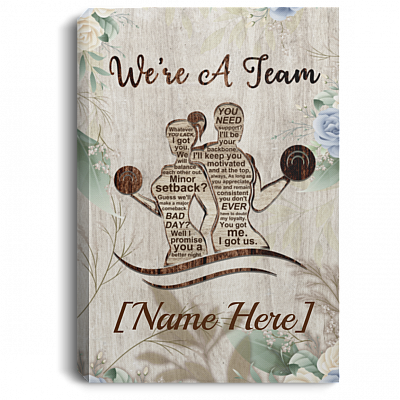 Personalized Fitness We're A Team Gallery Wrapped Framed Canvas Prints - Unframed Poster - Home Decor Wall Art, White, 0.75'' Framed Canvas