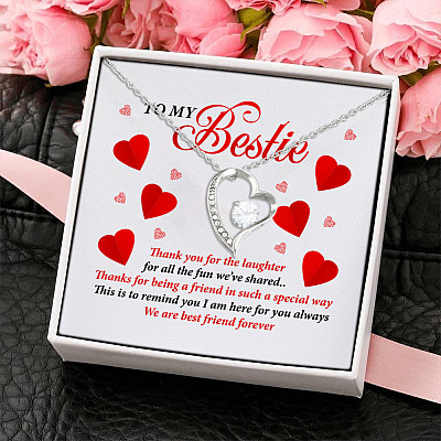 Alternative view of To My Bestie Thank You for the Laughter for All the Fun We've Shared Forever Love Pendant Necklace