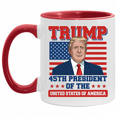 Trump 45th President, White/Red, 11 oz. Accent Mug