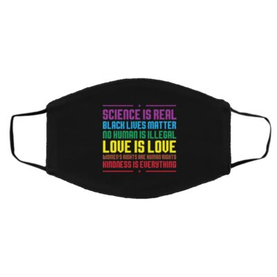 Science Is Real Black Lives MatterFace M, Black, Cloth Face Cover – Medium/Large
