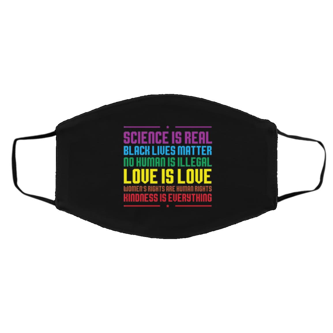Science Is Real Black Lives MatterFace M, Black, Cloth Face Cover – Medium/Large