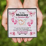 7VT. To My Mommy On Valentines Day Interlocking Hearts Necklace