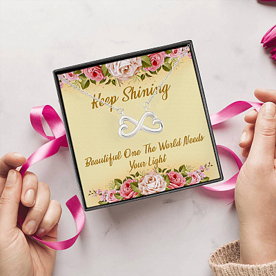 Alternative view of Shining Beautiful One The World Need Your Light Infinity Heart Pendant Necklace