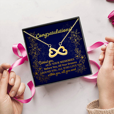 Alternative view of Congratulations Graduation Hat Behind You All Of Your Memories Infinity Heart Necklace - Graduation Gift
