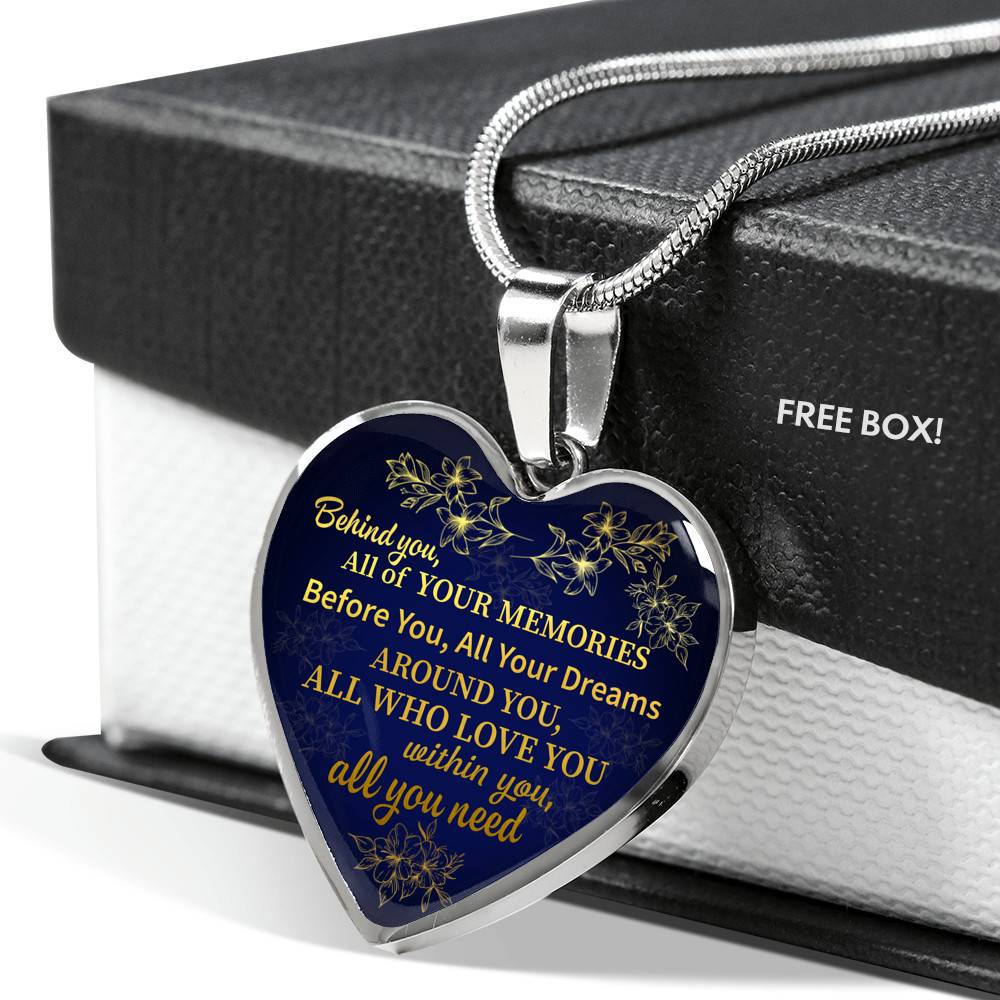 Congratulations Behind You All Of Your Memories Graduation Heart Pendant Necklace - Graduation Gift College - Heart Luxury Necklace (Silver)