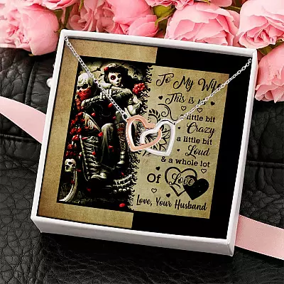 To My Wife This Is Us a Little Bit Crazy a Little Bit Loud Joined Interlocking Hearts Pendant Necklace