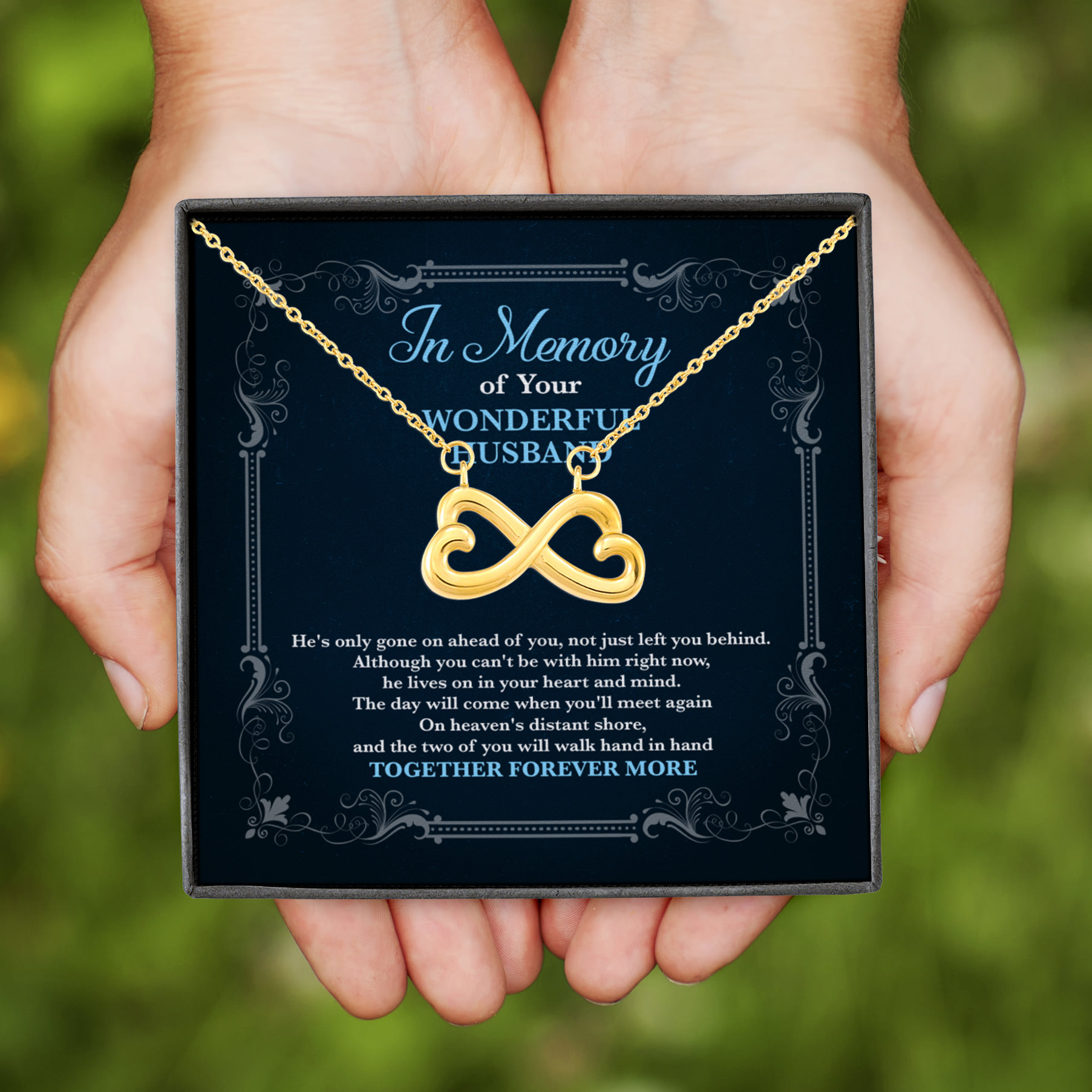 3VT. In Memory Of Wonderful Husband Infinity Heart Necklace (Gold)