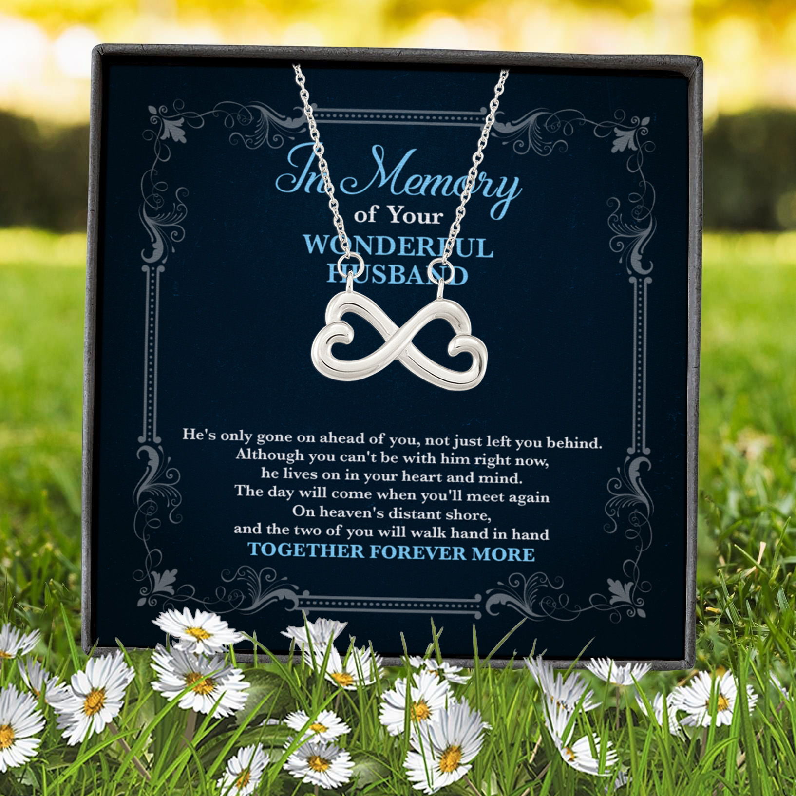3VT. In Memory Of Wonderful Husband Infinity Heart Necklace (Silver) 7