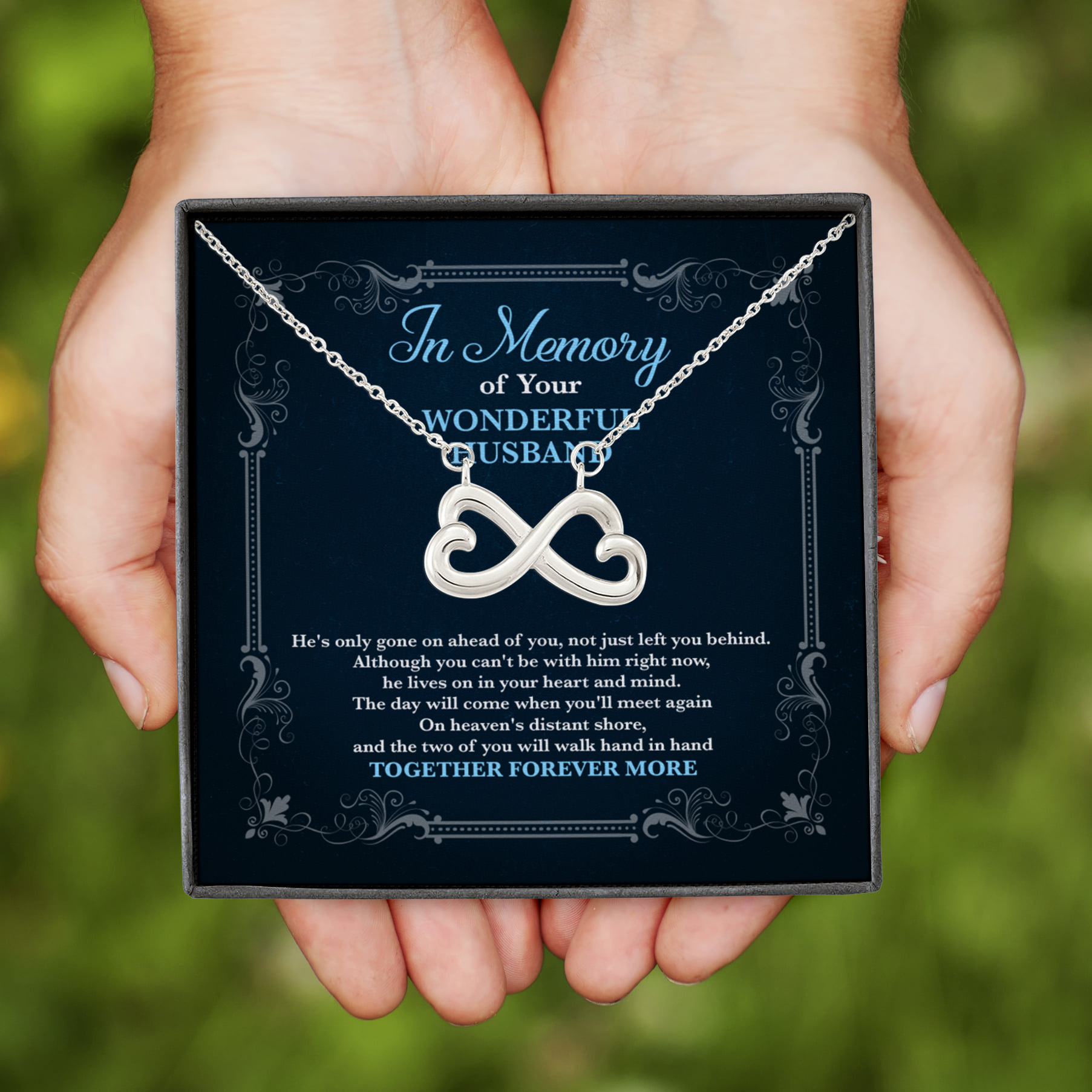3VT. In Memory Of Wonderful Husband Infinity Heart Necklace (Silver)
