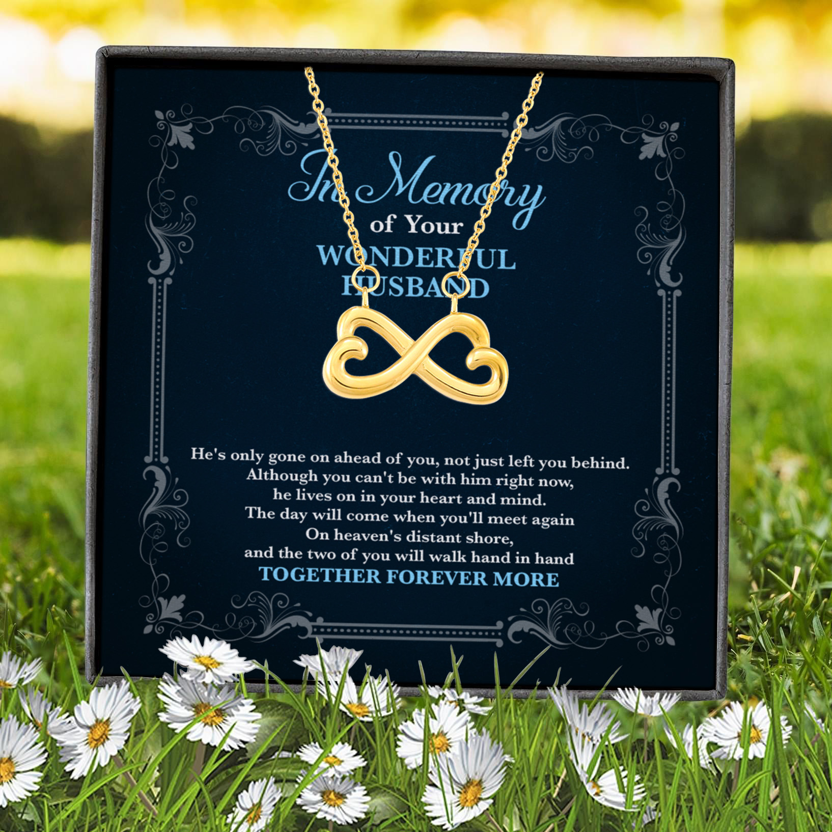 3VT. In Memory Of Wonderful Husband Infinity Heart Necklace (Gold) 7