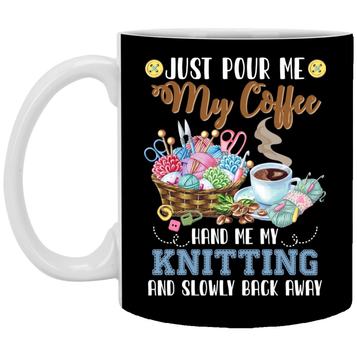 Just Pour Me My Coffee Hand Me, Black, 11 oz. White Mug Just Pour Me My Coffee Hand Me, Black, 11 oz. White Mug