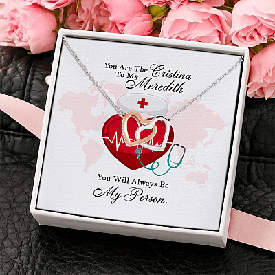 You Are The Cristina To My Meredith Interlocking Hearts Pendant Necklace - Best Friend Jewelry
