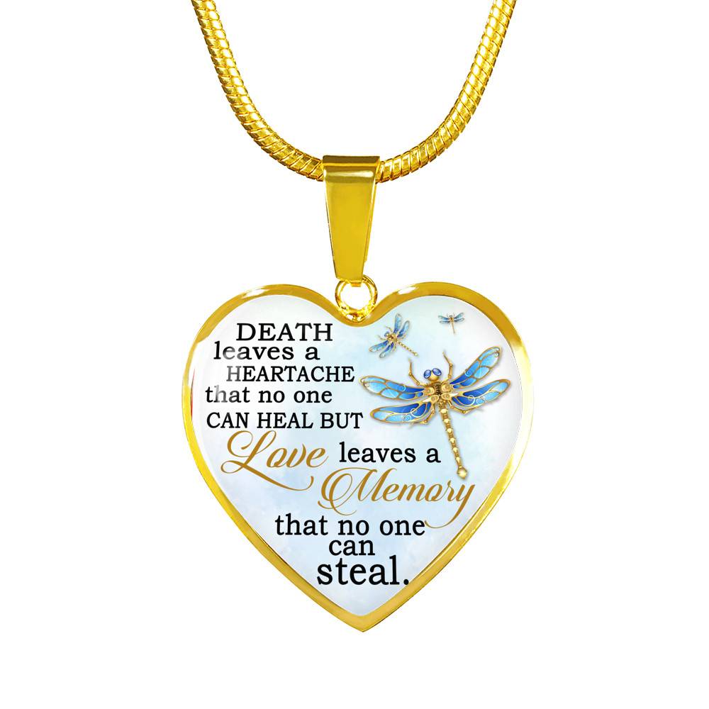 Death Leaves a Heartache in Loving Memory Gifts Remembering Lost Loved Ones Heart Pendant Necklace - Heart Luxury Necklace (Gold Plated)