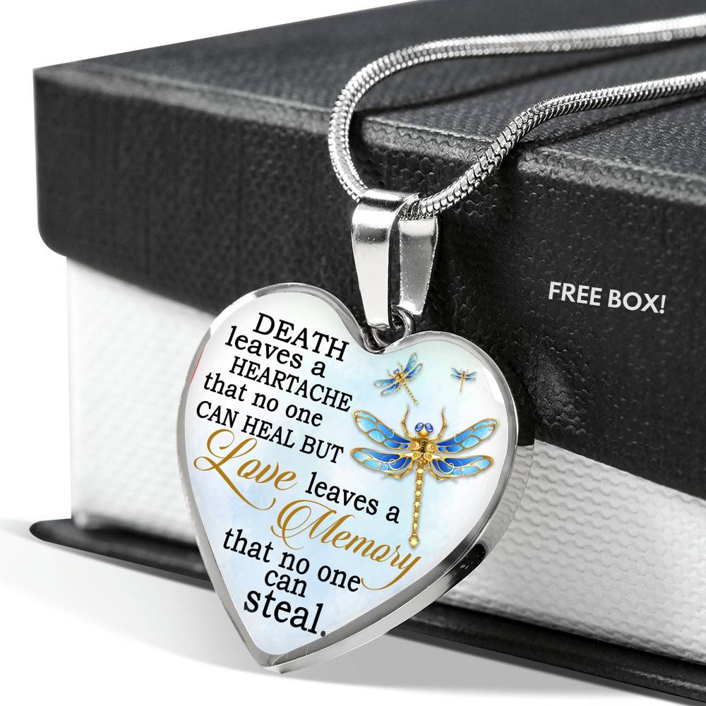 In Loving Memory Gifts Heart Pendant Necklace Death Leaves a